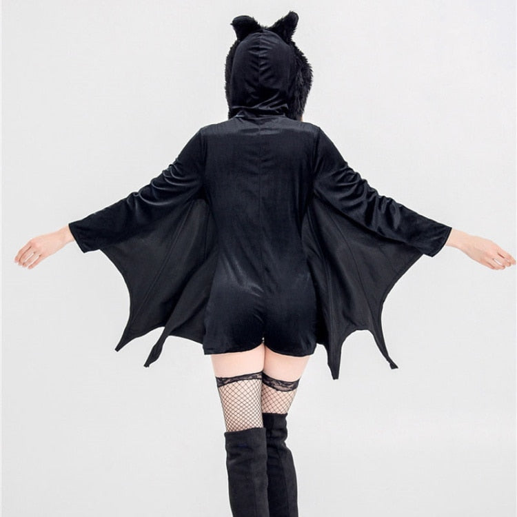 Vampire Bat Costumes Hooded Jumpsuit Adults and Kids