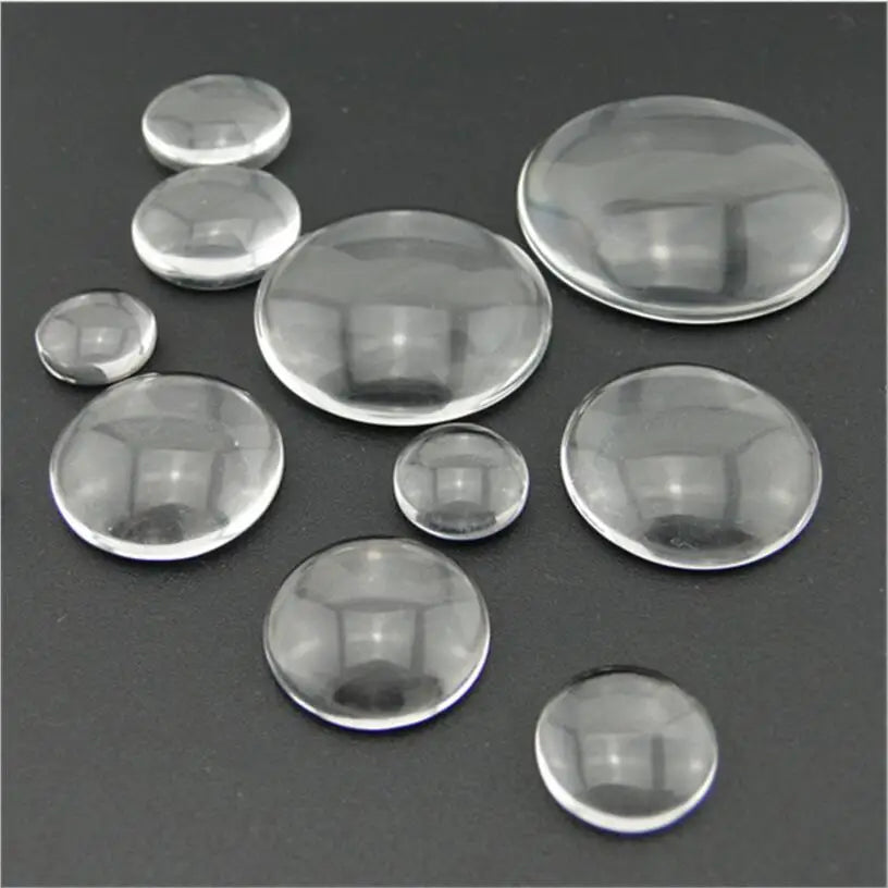 Round Flat Back Clear Glass Cabochon For DIY Jewellery Making