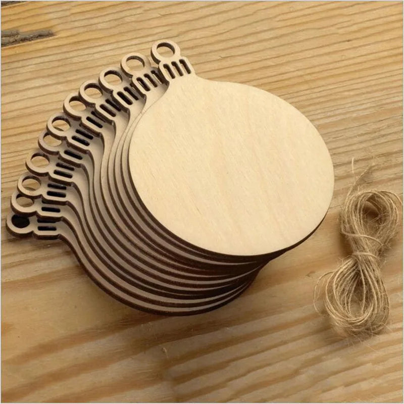 10PCS Wooden Tree Ornaments for Christmas Tree Hanging Craft DIY