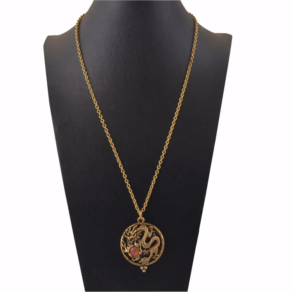 Dragon Magnifying Glass Pendant Necklace