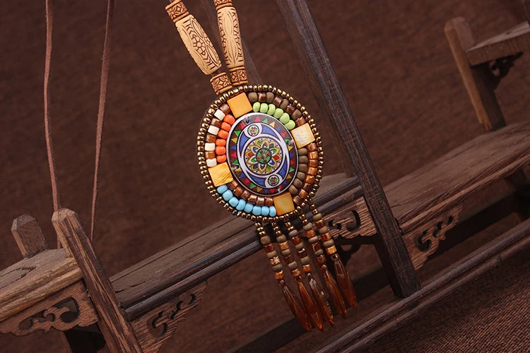 Handmade Beaded Leather Boho Necklaces