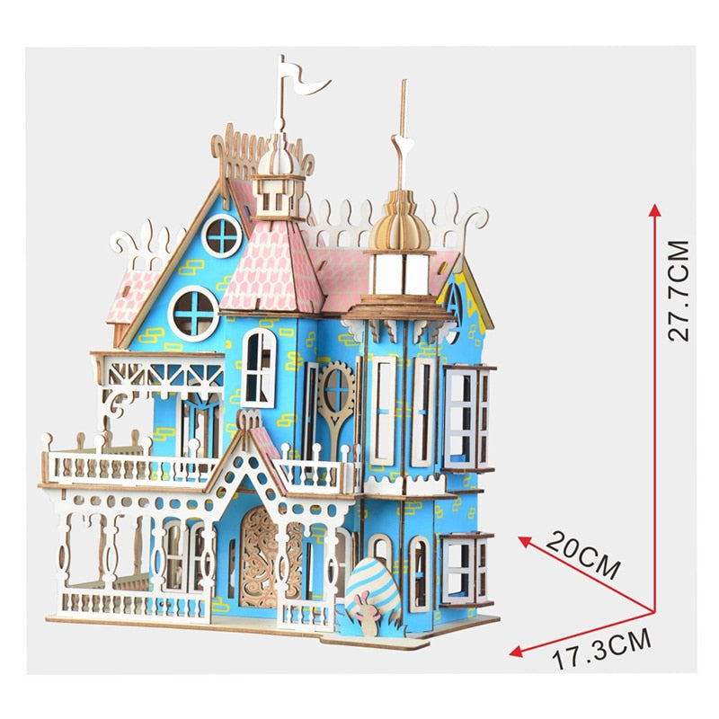 Painted Wooden Doll House with Furniture DIY Craft Kit