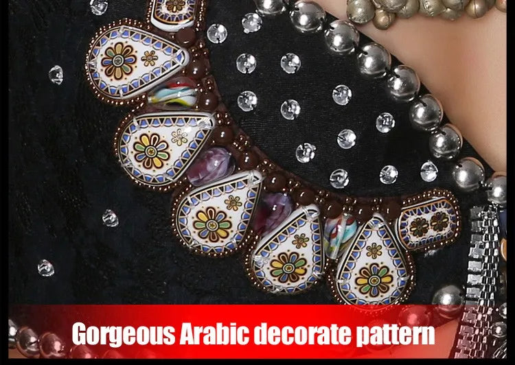 Tribal Fusion Belly Dance Clothes 3pcs Outfit Tops Belt and Pants Women Dance Costume