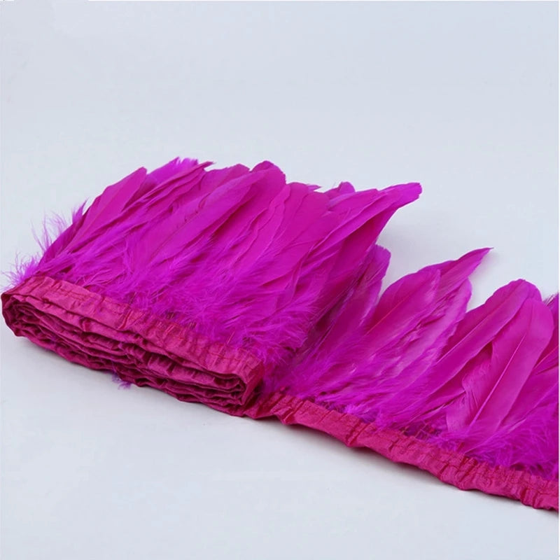 2 Meters Dyed Goose Feather Trims Fringes Ribbons DIY Craft