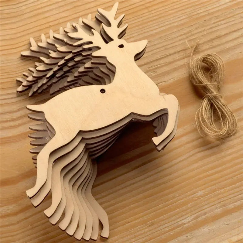 10PCS Wooden Tree Ornaments for Christmas Tree Hanging Craft DIY
