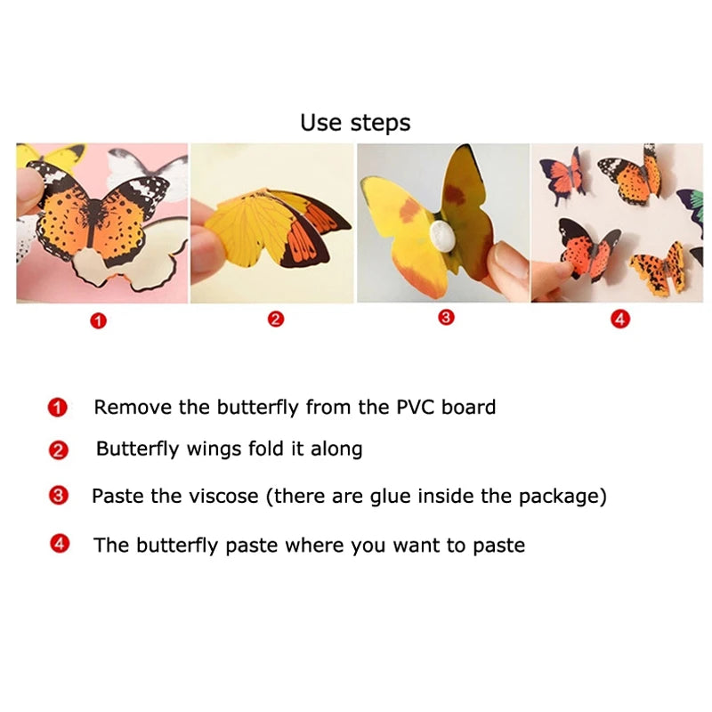 Set of 18 3D PVC Butterfly Wall Stickers Kids Rooms Home Decals