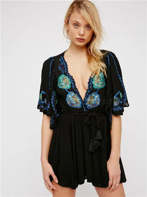 Rory's Boho Embroidered Short Dress Long Top