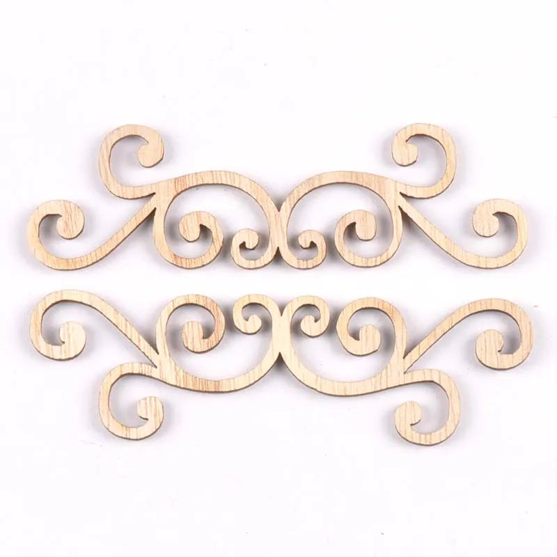 8Pcs Flower Swirl Wood Slices DIY Crafts Scrapbooking Home Decor Wood Lace Corners