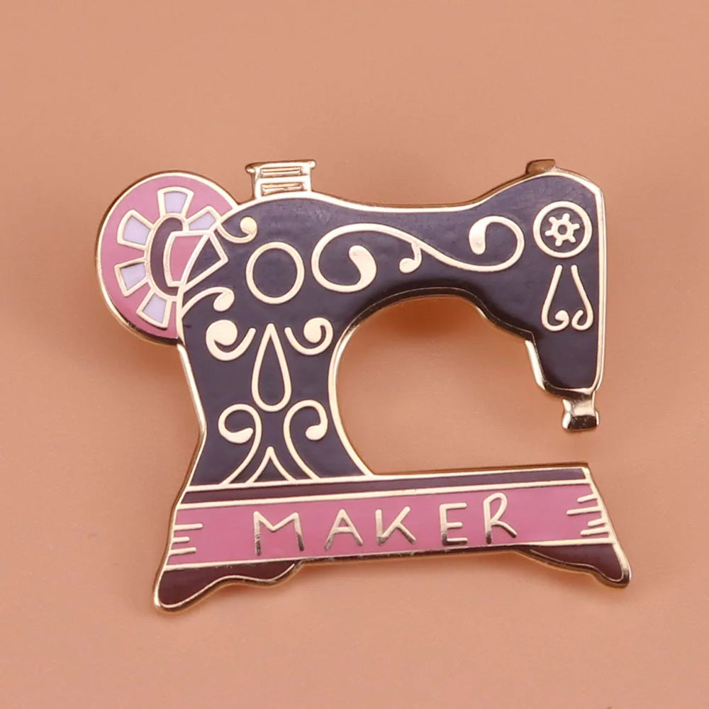 Vintage Sewing Machine Maker's Brooch Enamel Pin