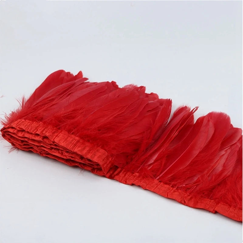 2 Meters Dyed Goose Feather Trims Fringes Ribbons DIY Craft