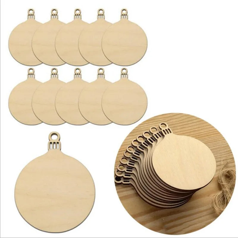 10PCS Wooden Tree Ornaments for Christmas Tree Hanging Craft DIY