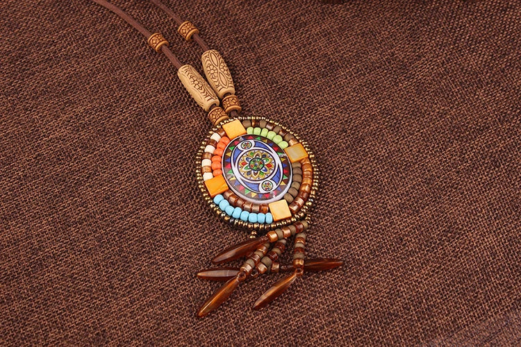 Handmade Beaded Leather Boho Necklaces