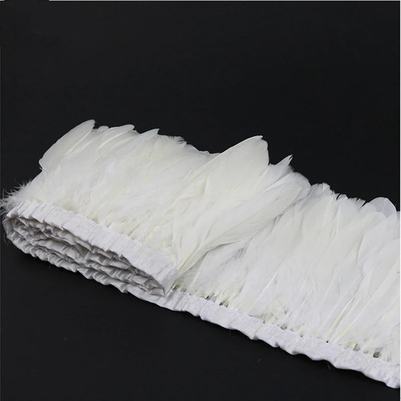 2 Meters Dyed Goose Feather Trims Fringes Ribbons DIY Craft