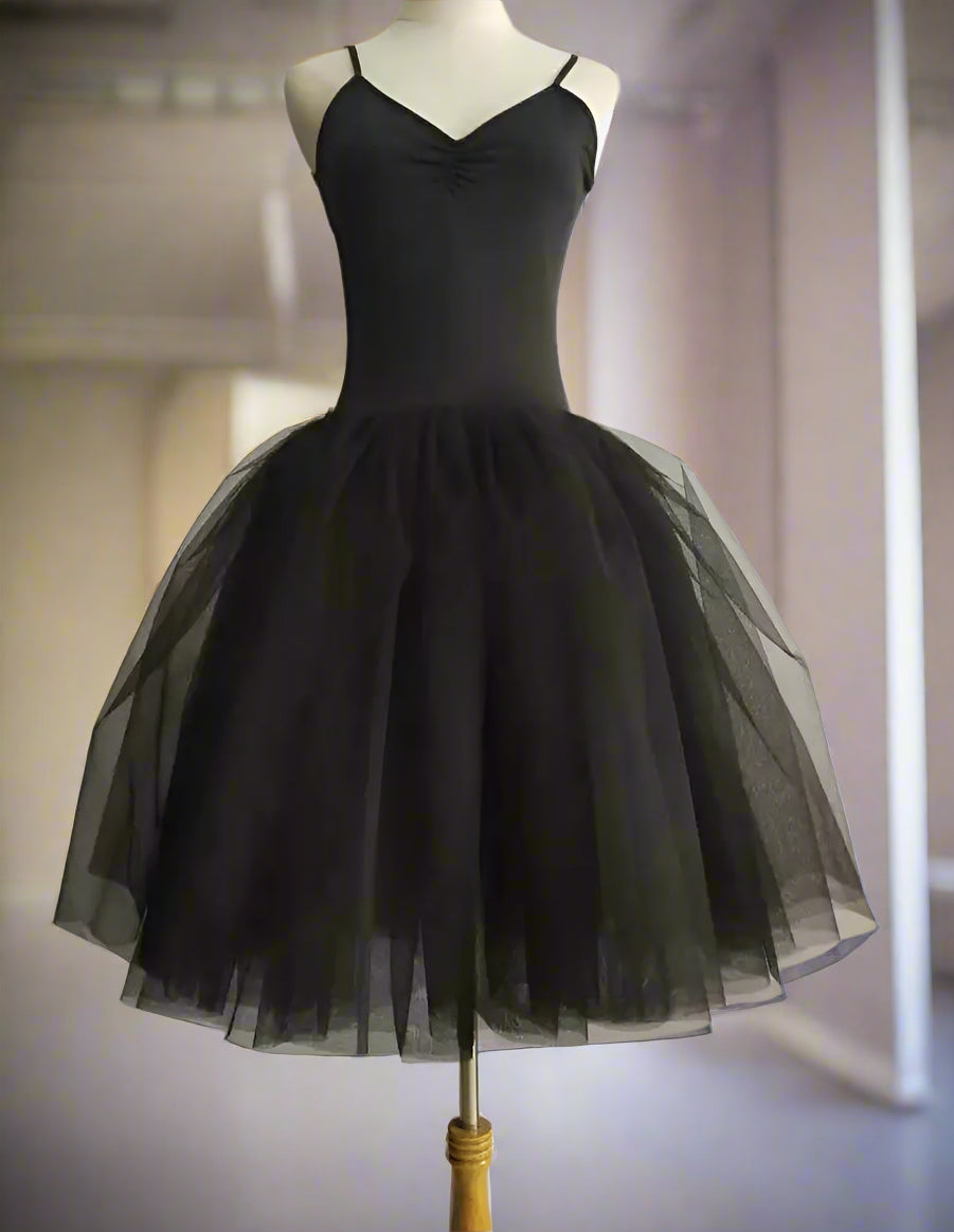 Unadorned White Black Basic Ballet Long Tutu Dress