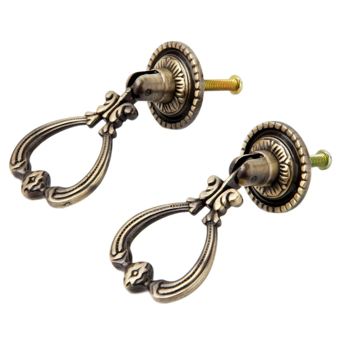 Two Antique Brass Furniture Hardware Handles Cabinet Knobs Drawer Pull
