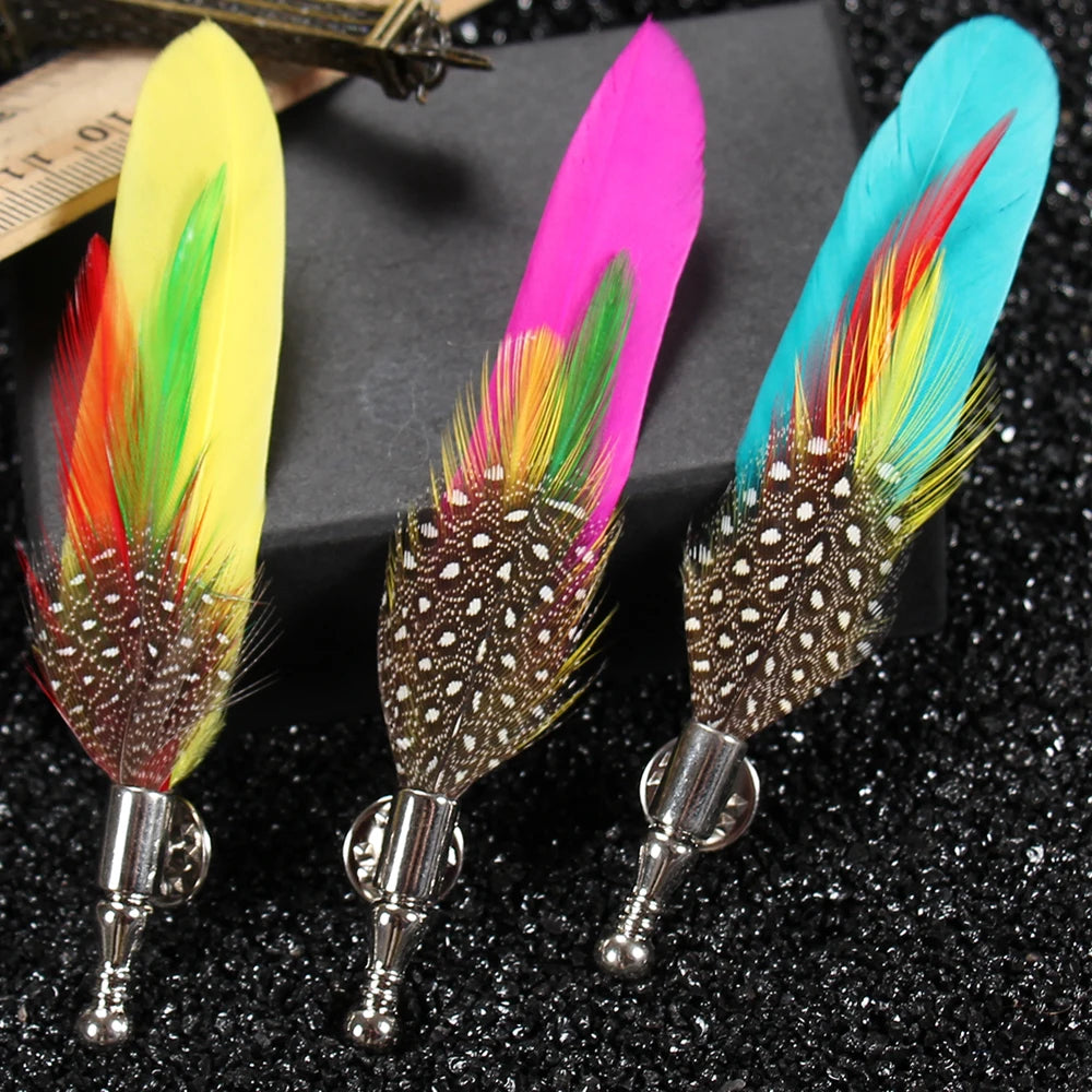 Feather Lapel Pin Brooch Hat Pin Handmade Suit Accessory Gift Idea