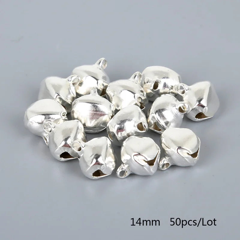 50-300Pcs/lot Loose Silver Beads Iron Jingle Bells Christmas Decoration Gift DIY Crafts