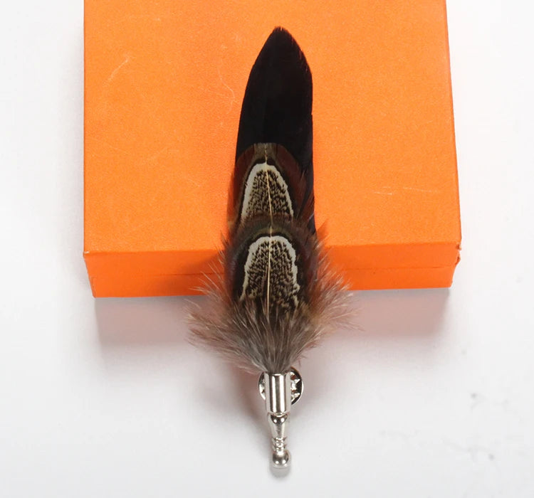 Feather Lapel Pin Brooch Hat Pin Handmade Suit Accessory Gift Idea