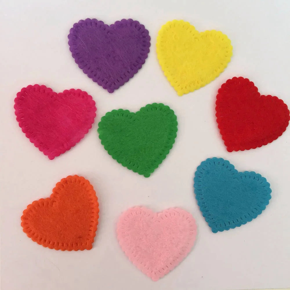 Fifty Felt Hearts Mixed Colours 25mm DIY Crafts