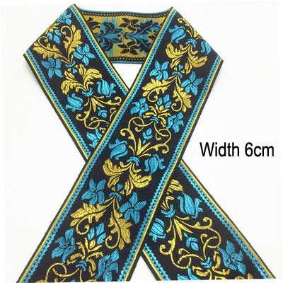 1M Boho Embroidered Jacquard Ribbons Trim DIY Craft