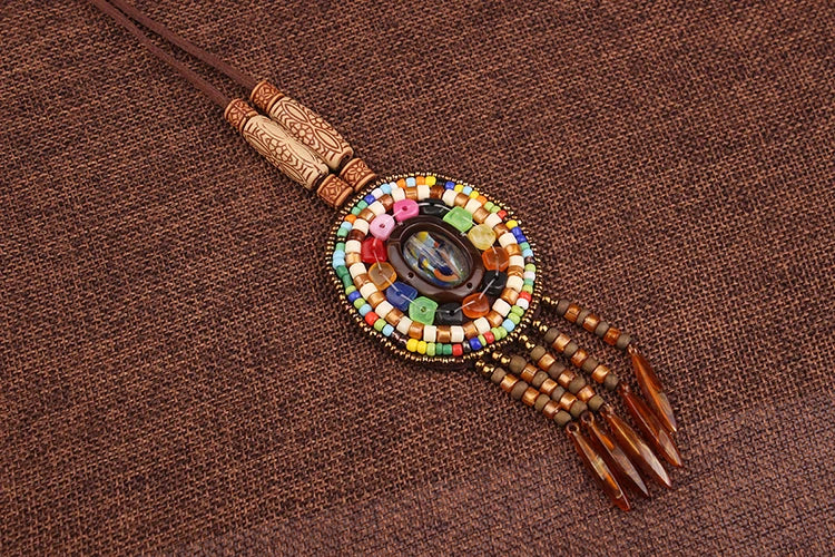 Handmade Beaded Leather Boho Necklaces