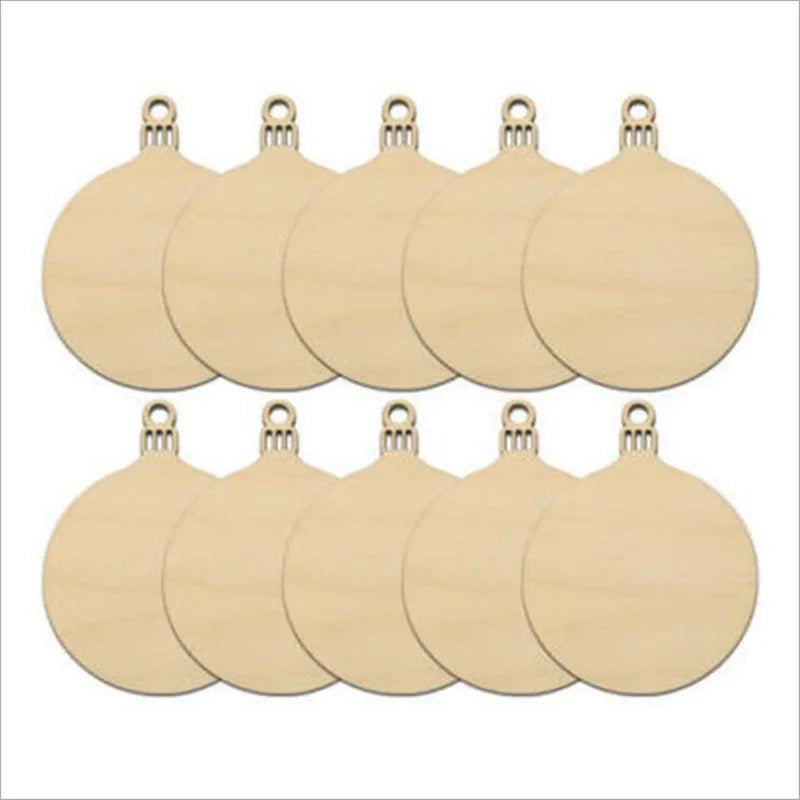 10PCS Wooden Tree Ornaments for Christmas Tree Hanging Craft DIY