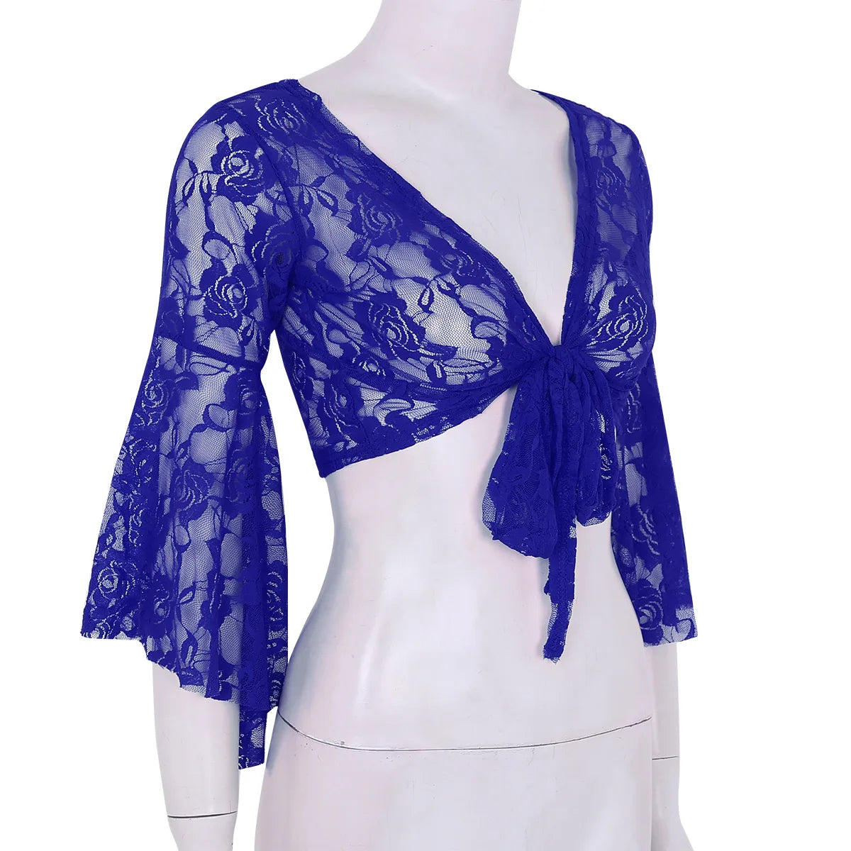Flare Sleeve Floral Lace Wrap Top Dance Costume Cover Up Cardigan Wraps