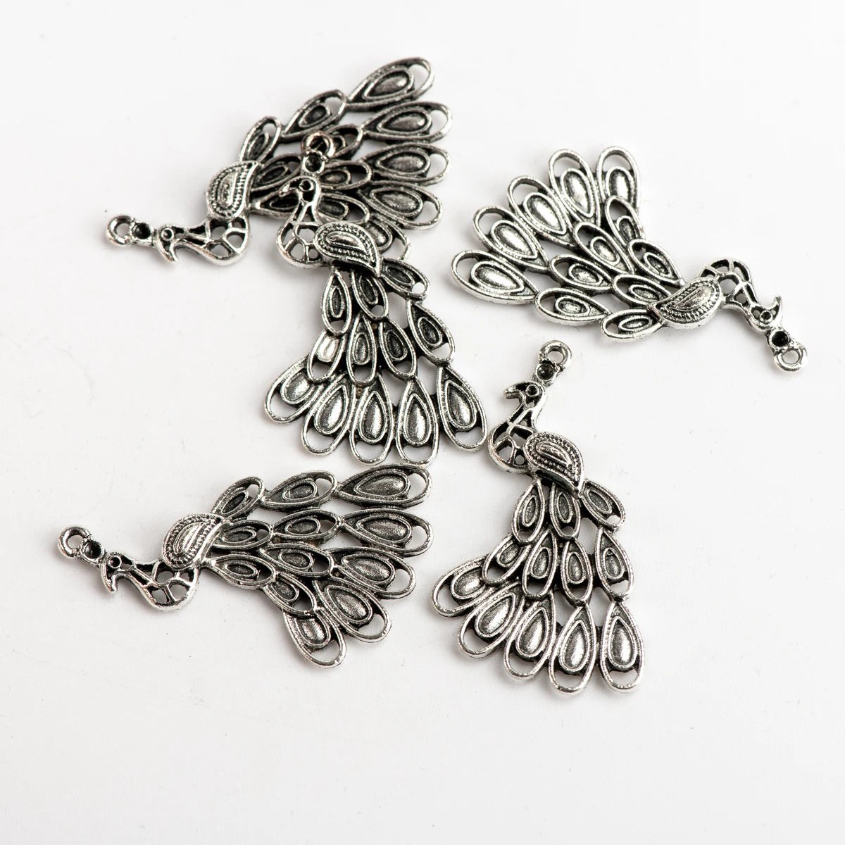 Five Peacock Pendants Charms for DIY Jewellery Making