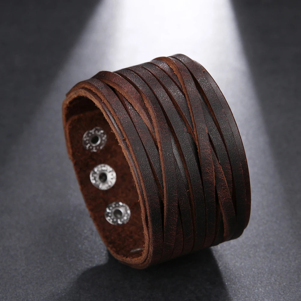 Handmade Genuine Leather Wide Cuff Bracelet