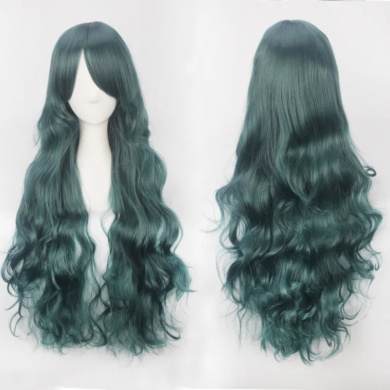 Extra Long Wavy or Straight Wigs with Full Bangs Heat Resistant.