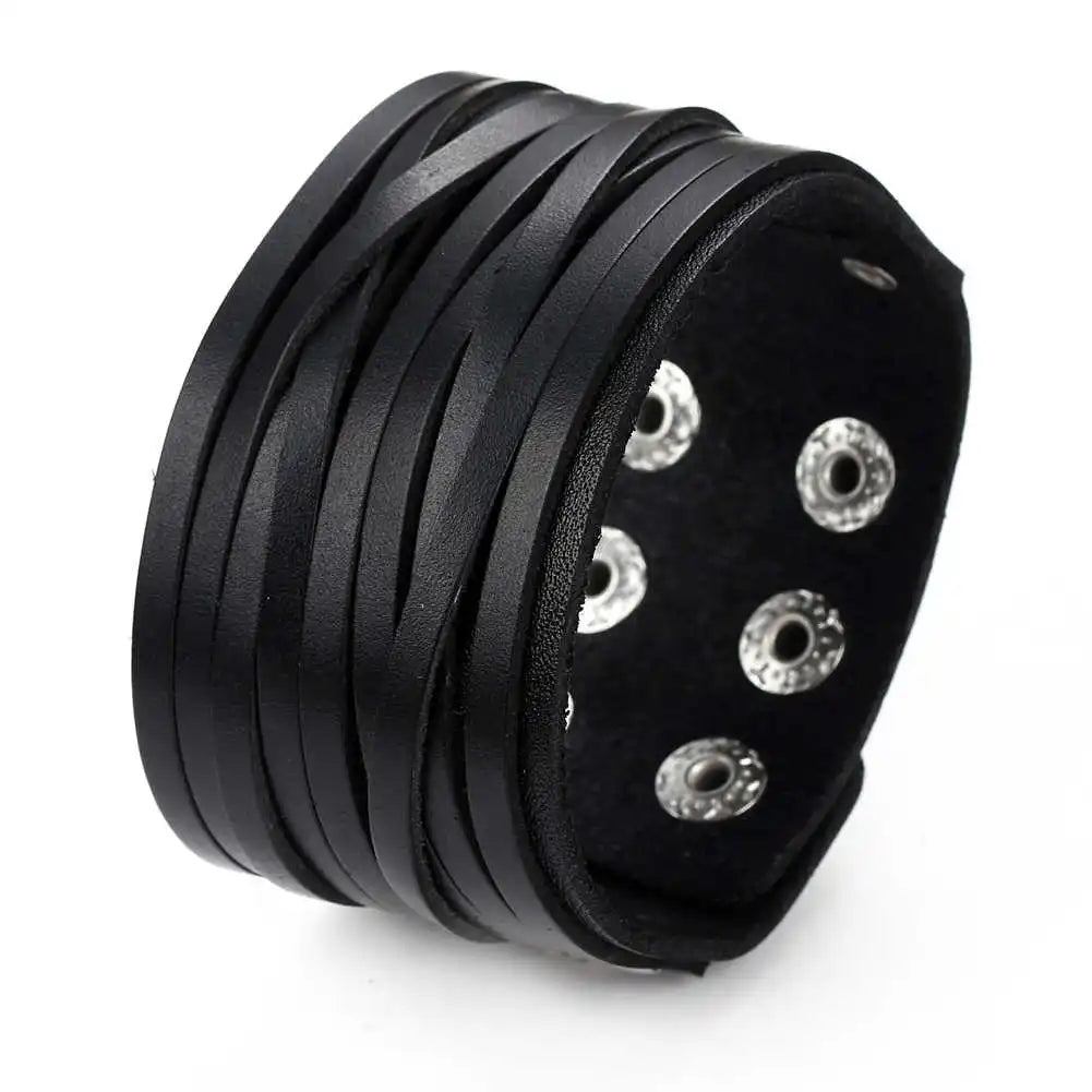 Handmade Genuine Leather Wide Cuff Bracelet