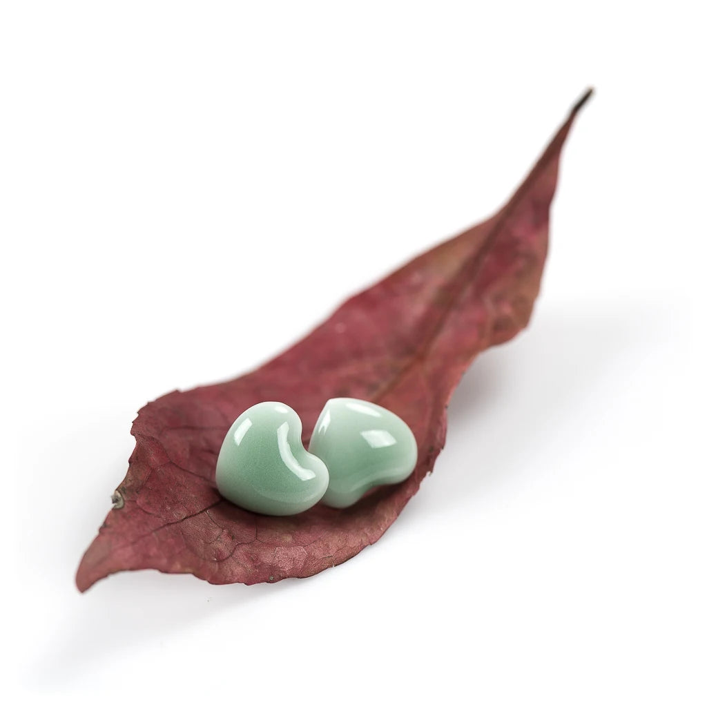 Ceramic Love Heart Stud Earrings 9 Colours