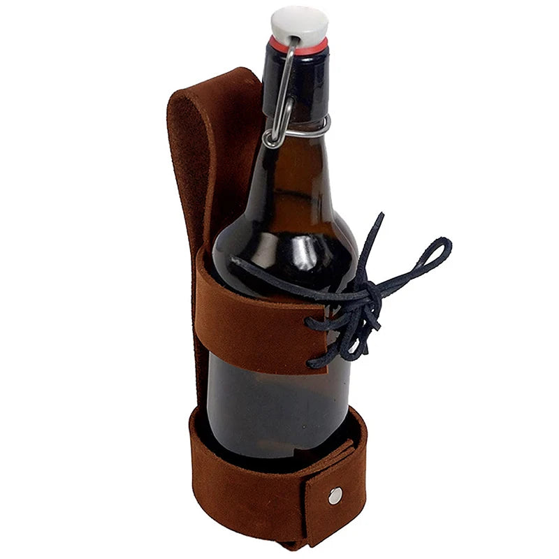 Steampunk Faux Leather Beer Bottle Holster Belt Pouch Drink Holder Larp Accessory