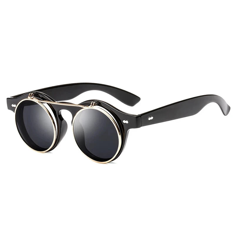 Round Steampunk Flip Up Sunglasses