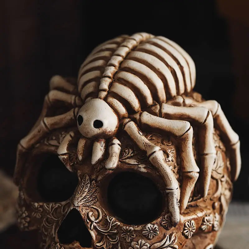 Skull And Spider Resin Statues Skeleton Dark Academia Home Office Desk Decor Halloween Party Decoration