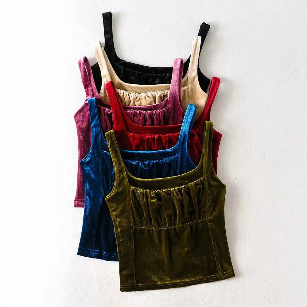 Velvet Tank Tops Y2k Medieval Casual