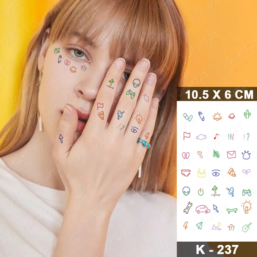 Small Simple Line Drawing Temporary Tattoos