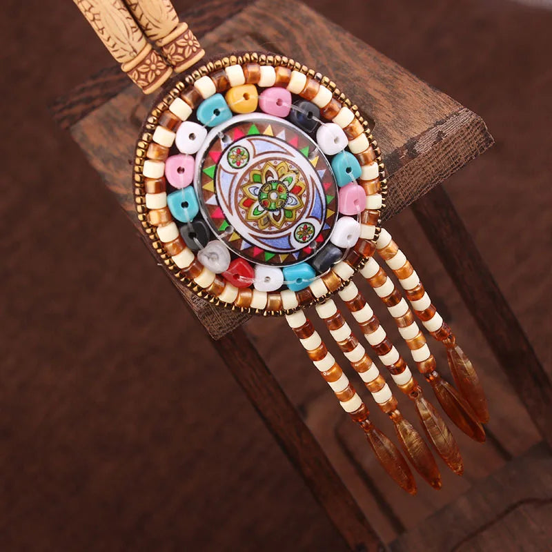 Handmade Beaded Leather Boho Necklaces