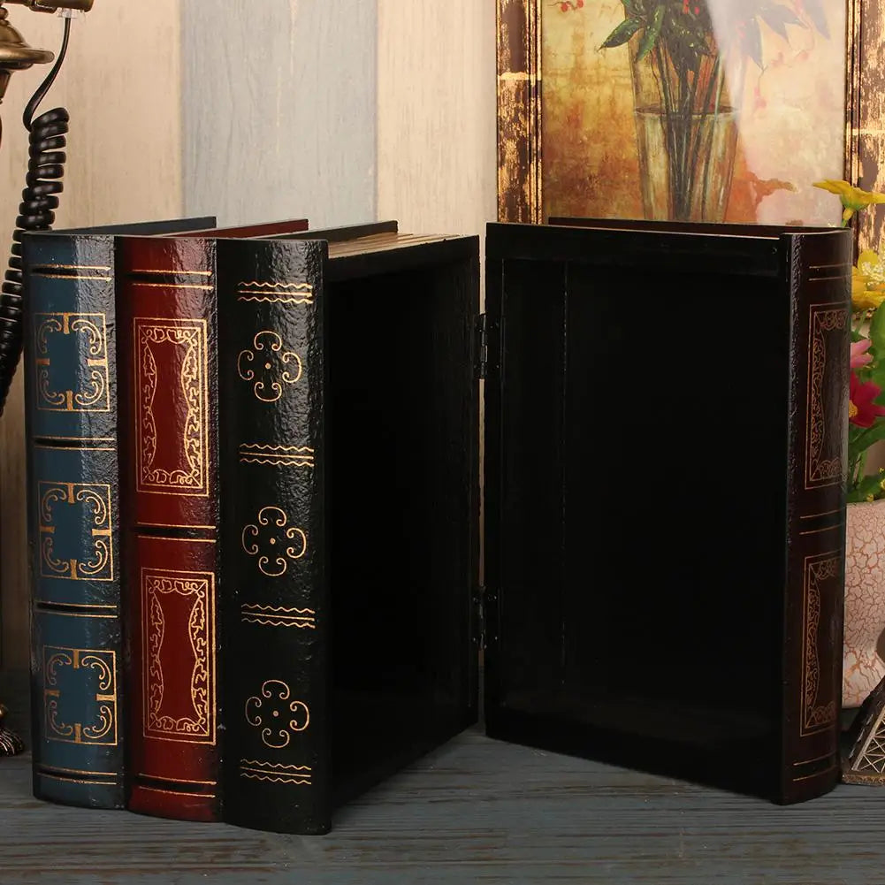 Old Books Wooden Storage Box Book Shelf Decoration
