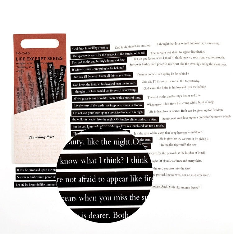 Poetry and Prose Word Sentence Stickers Art Journal Scrapbooking Stickers