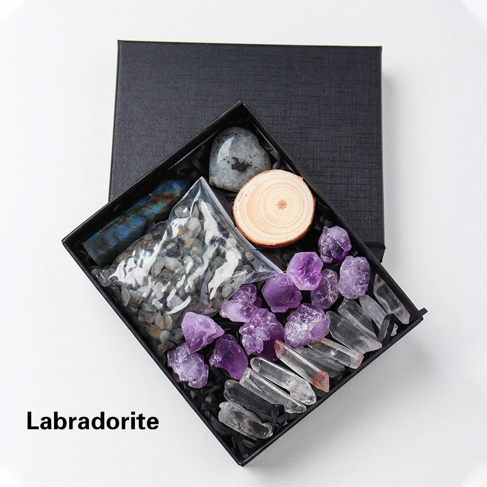 Natural Crystal Gift Sets Amethyst Clear Quartz Rose Quartz Gifts Box