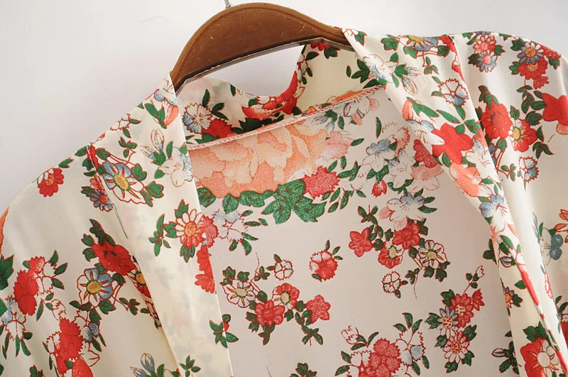Annie's Floral Print Long Kimono
