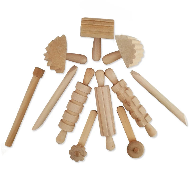 Kids DIY Clay Playdough Cookie Tools Molds Wood Educational Toys for Children