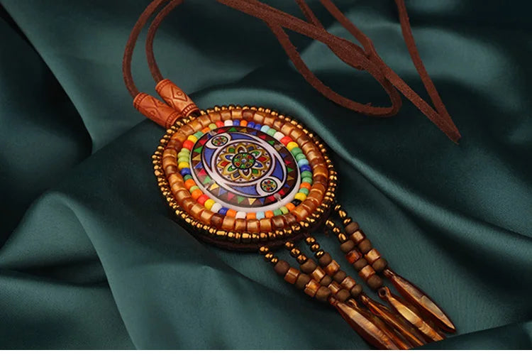 Handmade Beaded Leather Boho Necklaces