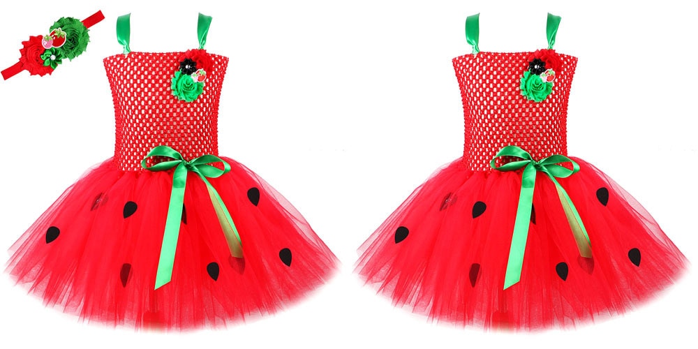 Red Sweet Strawberry Tutu Dress Halloween Costumes