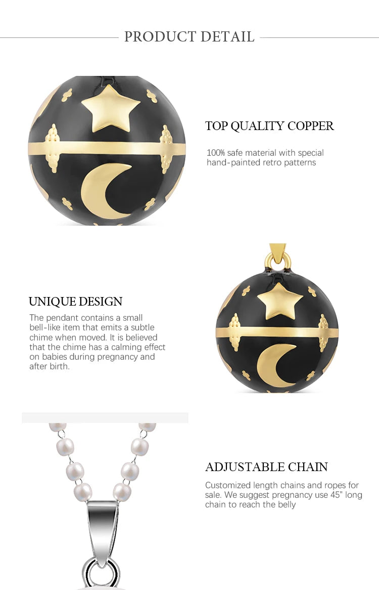 The Moon and The Stars Harmony Chime Ball Mexican Bola Necklace