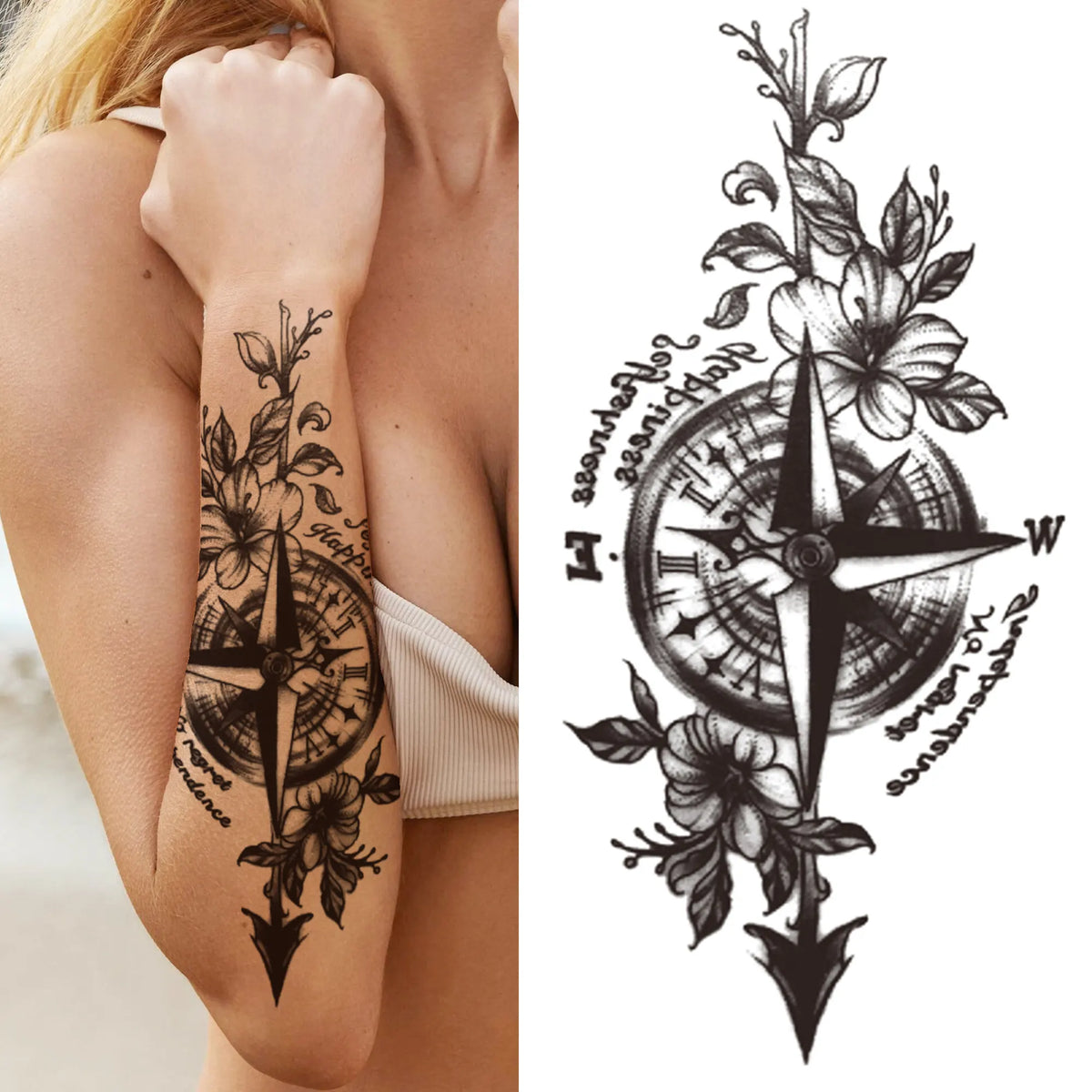 Large Peony Temporary Tattoos