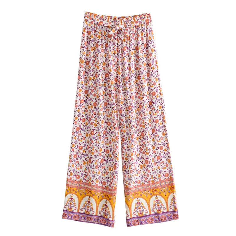 Maysoon's Boho Two Piece Set Wide Leg Pants & Crop Top