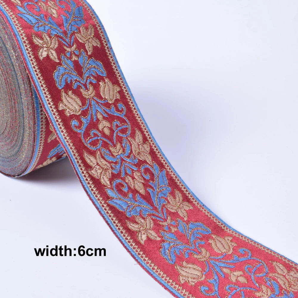 1M Boho Embroidered Jacquard Ribbons Trim DIY Craft