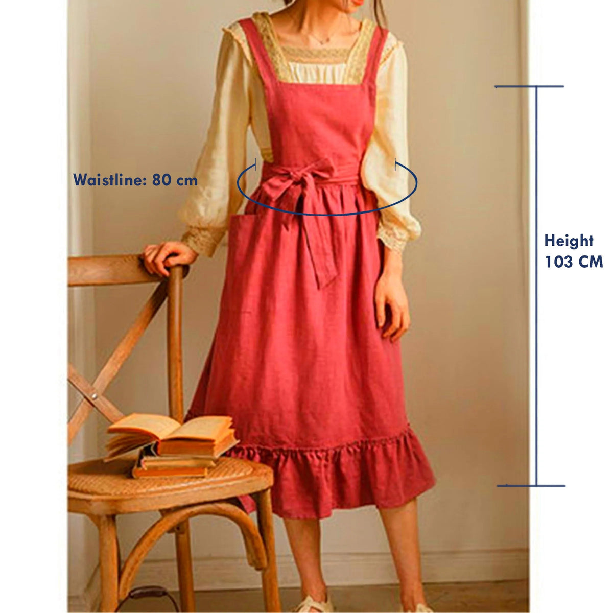 Emma's Cotton Linen Frilled Aprons Smock